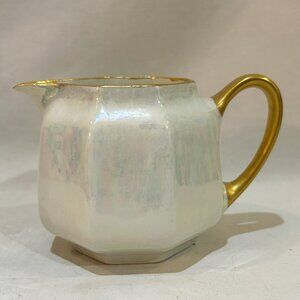 Vintage B & C Limoges France Porcelain Creamer Iridescent Lusterware and Gold